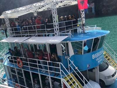 The Albanian ferry loaded and ready to sail