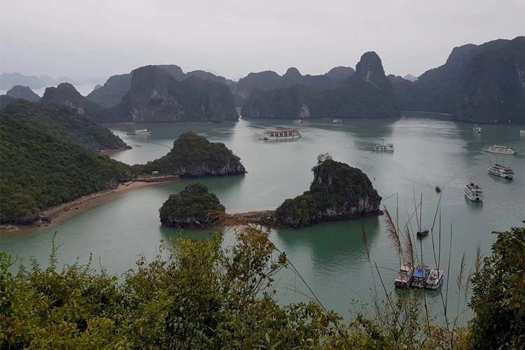 Landscape shot of Halong Bay