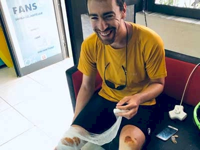 Stew recovering after a knee injury