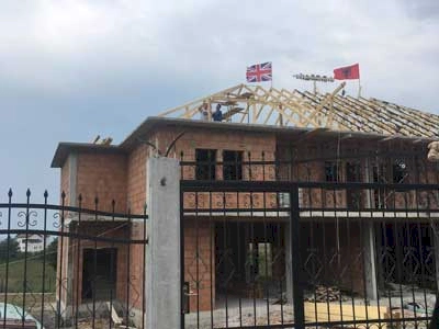 Union flags on Albanian builds