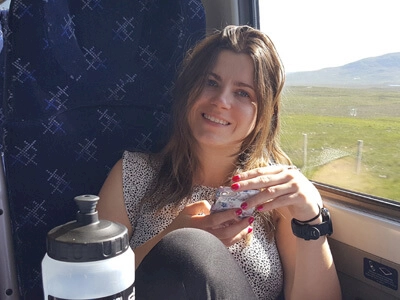 Zoe Ashbridge on the train from Edinburgh to Inverness