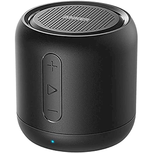 Image shows Anker mini bluetooth speaker on a white background.