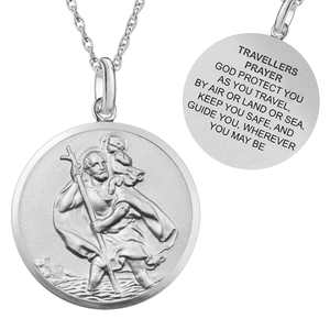 St. Christopher necklace with two pendants, one features St Christopher and the second a travellers prayer.